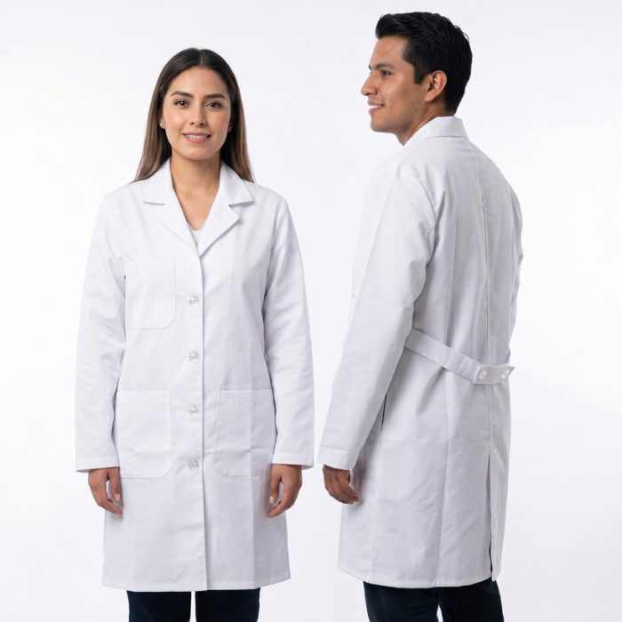 Bata Blanca De Laboratorio Unisex Médico 100% Algodón
